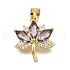 Brass Micro Pave Cubic Zirconia Pendants KK-K401-33G-2