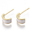 Brass Enamel Half Hoop Earrings X-KK-N232-97A-NF-1