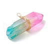 Electroplated Natural Quartz Crystal Irregular Prism Pendants PALLOY-JF03904-02-4