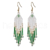 304 Stainless Steel Seed Bead Glass Tassel Dangle Earrings EJEW-MZ00432-04-2