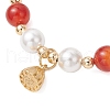 Natural Striped Agate & Quartz Crystal & Shell Pearl Round Beads Stretch Bracelets BJEW-JB11916-02-3