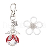 Flower Angel Glass Pearl & Glass Seed Pendant Decorations HJEW-MZ00239-03-1