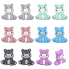 CHGCRAFT 12Pcs 6 Colors Rhinoceros Food Grade Eco-Friendly Silicone Focal Beads SIL-CA0003-07-1
