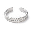 Non-Tarnish 304 Stainless Steel Double Line Open Cuff Rings RJEW-D006-06P-2