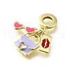 Brass Pave Clear Cubic Zirconia and Colorful Enamel European Dangle Charms KK-Q066-05G-2