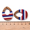 Independence Day Opaque Striped Resin & Walnut Wood Pendants RESI-U010-02N-3