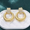 Ring Brass Micro Pave Clear Cubic Zirconia Dangle Stud Earrings EJEW-R025-08G-1