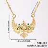 Vintage Brass Pave Green Cubic Zirconia Sword Wing Geometric Pendant Necklaces PI1133-2-4