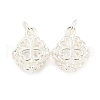 Rack Plating Brass Micro Pave Clear Cubic Zirconia Charms KK-F089-15S-1