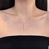 Religion Cross 925 Sterling Silver Pave Cubic Zirconia Pendant Necklaces for Women NJEW-F338-03G-1