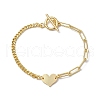 Brass Heart Link Bracelets BJEW-JB10394-1
