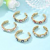 PVD Vacuum Plating 304 Stainless Steel Enamel Evil Eye Open Cuff Rings STAS-D089-23G-1