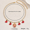 Sweetheart Design Brass Pave Clear Cubic Zirconia Tennis Chain Strawberry Banana Pendant Bib Necklaces for Women GI1549-5
