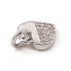 Brass Micro Pave Clear Cubic Zirconia Heart Charms ZIRC-F132-59P-3