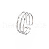 Non-Tarnish 304 Stainless Steel Triple Line Open Cuff Ring for Women RJEW-S405-232P-3
