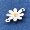 925 Sterling Silver White Enamel Daisy Flower Connector Charms STER-F059-07S-2