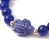 Dyed Natural Jade and Sea Turtle Porcelain Bead Stretch Bracelets for Women BJEW-JB09994-4