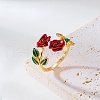 Rose Alloy Enamel Cuff Rings for Women FS-WGBA561-04-1