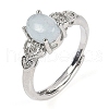Oval Natural Aquamarine Adjustable Rings RJEW-Q819-01P-06-2