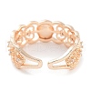Rack Plating Heart Brass Micro Pave Cubic Zirconia Open Cuff Ring Settings KK-Z071-26KCG-3