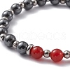 Round Mixed Gemstone Beads Stretch Bracelet for Girl Women BJEW-F418-02-3