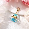 Alloy Glass Flowers Pendant Decorations HJEW-MZ00207-4