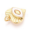 Brass Pave Natural Shell Evil Eye Heart Pendants KK-N268-08G-2