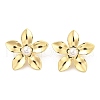 Brass ABS Plastic Imitation Pearl Flower Stud Earrings EJEW-S258-02G-4