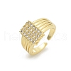 Rack Plating Brass Micro Pave Clear Cubic Zirconia Open Cuff Finger Rings for Women RJEW-M028-79G-4