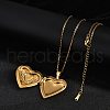 304 Stainless Steel Heart Locket Pendant Cable Chain Necklaces for Women NJEW-M050-04F-G-2