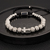304 Stainless Steel Micro Pave Cubic Zirconia Braided Beads Bracelets WG0F93D-14-1