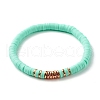 Round Stone & Polymer Clay Heishi Beads Stretch Bracelets Sets BJEW-JB07436-5