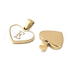 304 Stainless Steel Pave Natural White Shell Heart with Initial Slice Pendants STAS-R168-25G-E-2