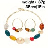 Alloy with Resin Oval Beaded Necklace & Hoop Earring FS-WGC36D0-01-3