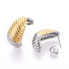 304 Stainless Steel Two Tone Stud Earrings EJEW-N059-15GP-2