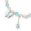 Frosted Dyed Synthetic Moonstone & Shell Pearl Round Beads Stretch Bracelets BJEW-JB11822-02-3