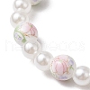 ABS Plastic Imitation Pearl Round Beads Stretch Bracelets for Women BJEW-JB11606-03-3