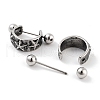 Star 316 Surgical Stainless Steel Shield Barbell Hoop Earrings EJEW-Z050-49AS-2