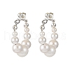 Shell Pearl Beaded Dangle Stud Earrings EJEW-JE06362-02-2