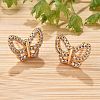 Butterfly Brass Micro Pave Clear Cubic Zirconia Stud Earrings for Women EJEW-G428-07G-1