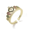 Brass Micro Pave Cubic Zirconia Open Cuff Rings RJEW-M170-10G-1