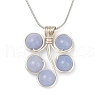 Leaf Copper Wire Wrapped Natural Aquamarine Beaded Pendant Necklaces NJEW-JN05218-04-2