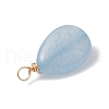 Copper Wire Wrapped Natural Aquamarine & Natural Cultured Freshwater Pearl Beads Pendants PALLOY-JF03645-05-4