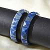 Sqaure Natural Lapis Lazuli Beads Stretch Bracelets for Women Men BJEW-C097-06M-3