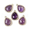 Natural Amethyst Faceted Teardrop Pendants G-I382-01G-09-1