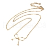 Ion Plating(IP) 304 Stainless Steel Cable Chain Bowknot Pendant Necklaces NJEW-Z041-02G-02-2