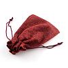 Polyester Imitation Burlap Packing Pouches Drawstring Bags ABAG-R005-14x10-06-3