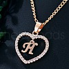 Heart Brass Micro Pave Clear Cubic Zirconia Pendant Necklaces WGA8162-13-1