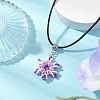 Glass Seed Beads & Polymer Clay & Evil Eye Lampwork Snowflake Pendant Necklaces NJEW-MZ00102-05-1