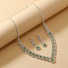 Teardrop Alloy Rhinestone Pendant Necklaces & Stud Earrings Sets FS-WG31B3E-01-2